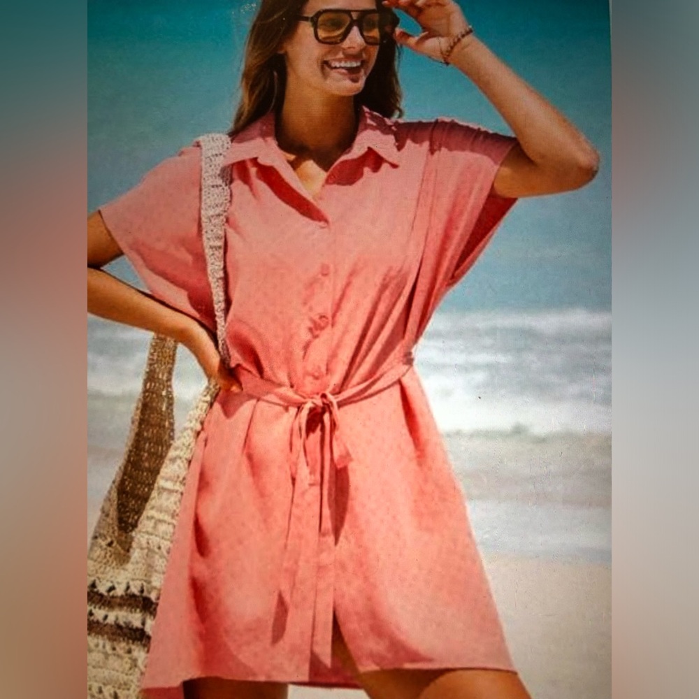 NWT Cupshe Dresses - Brightly-Colored Coral Button-Down Dress